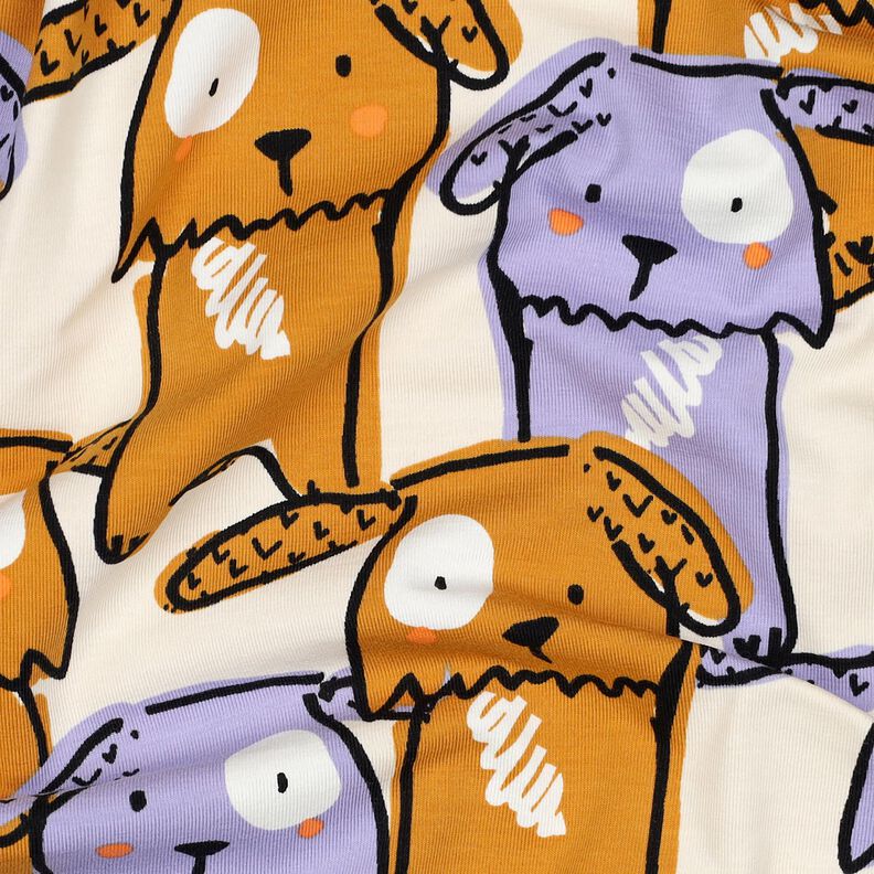Katoenjersey Honden met hangoren | Poppy Fabrics – ecru,  image number 2