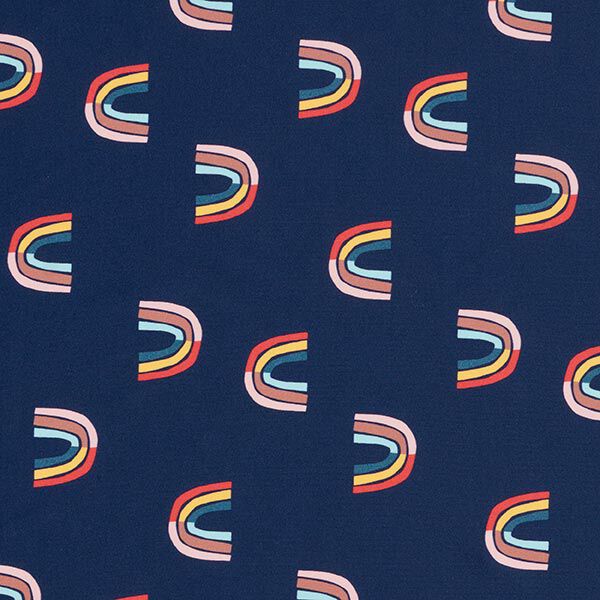 Badpakstof abstracte regenbogen – marineblauw, image number 1