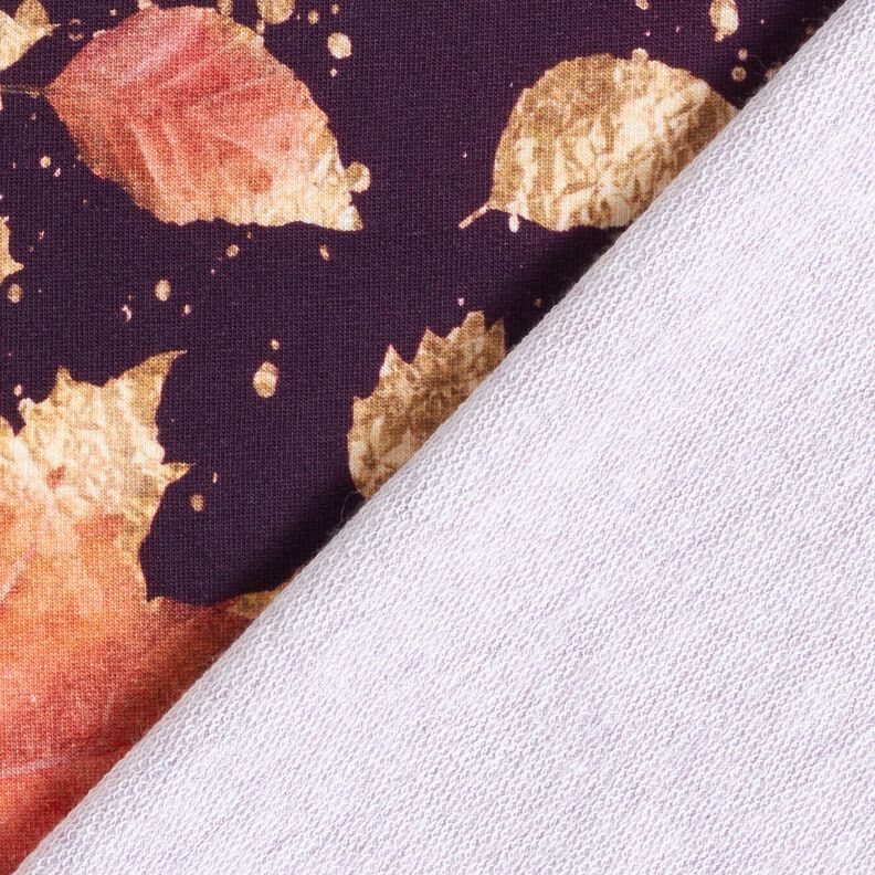 French Terry Borduurstof Esdoornbladeren | Glitzerpüppi – merlot/oud goud,  image number 4