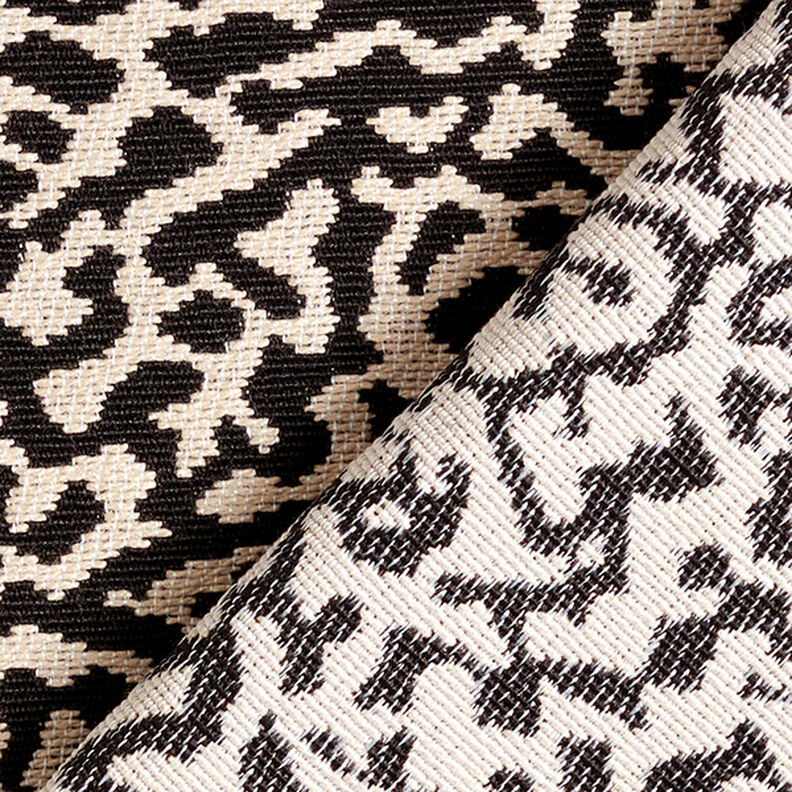 Meubelstof jacquard abstract luipaardmotief groot – zwart/zand,  image number 4