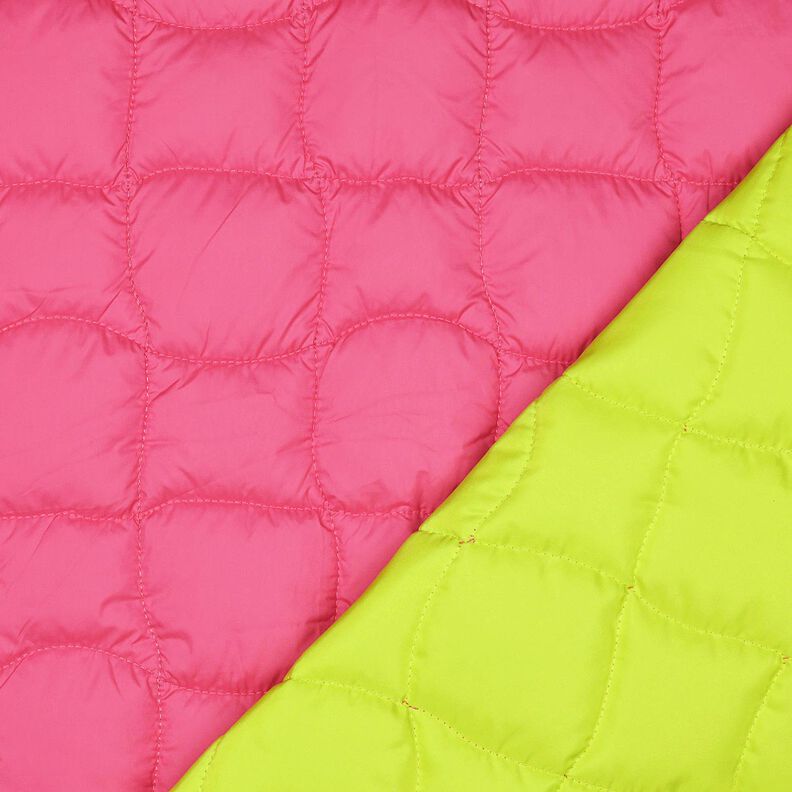 Doorgestikte stof golvende vierkanten – neon pink/neongroen, image number 1