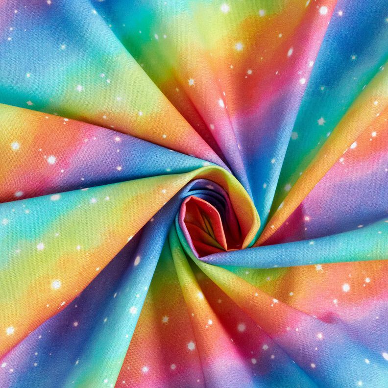 Katoenpopeline Regenboog sterrenstof Digitaal printen – koningsblauw/kleurenmix,  image number 3