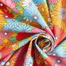 Katoenen stof Cretonne grote retrobloemen – turkoois/zonnegeel,  thumbnail number 3