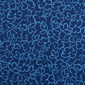 Viscose crêpe abstracte bloemen – marineblauw/koningsblauw, 