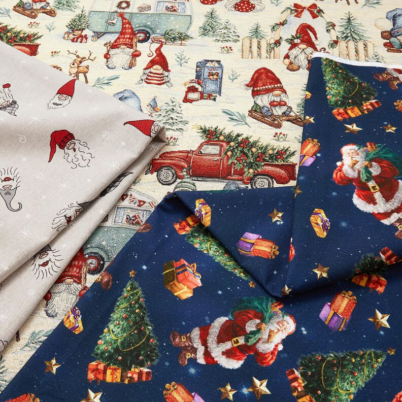 Decostof Gobelin Kerstkabouters – lichtbeige/rood, image number 5