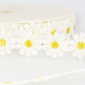 Kanten band margrieten – wit/geel, 