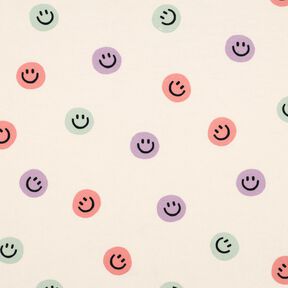 Katoenflanel Smileys | Poppy Fabrics – ivoor/oudroze, 