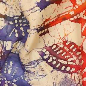 Viscosestof Batik bladeren – zand/oranje, 