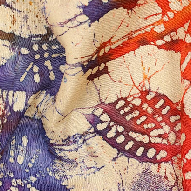 Viscosestof Batik bladeren – zand/oranje,  image number 2