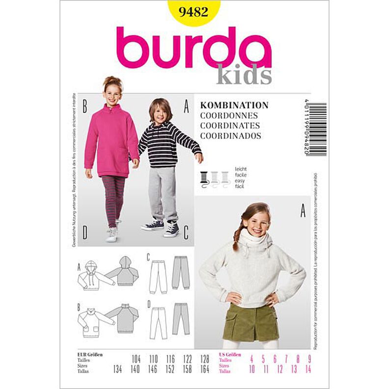 Capuchonshirt / joggingbroek / jurk…, Burda 9482,  image number 1