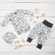 GOTS Katoenjersey Abstracte bladerranken – ecru/blauw,  thumbnail number 8