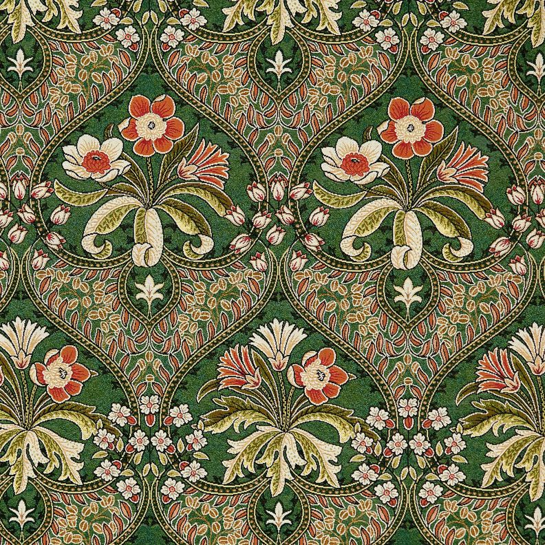 Decostof Gobelin Bloemenornamenten – groen/lichtoranje, image number 1