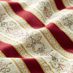 Meubelstof jacquard Biedermeier strepen – creme/rood, 