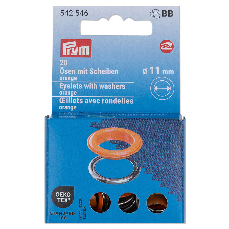 Oogjes met sluitringen [20 stuks | Ø 11 mm] | Prym – oranje/zilver metallic,  image number 1