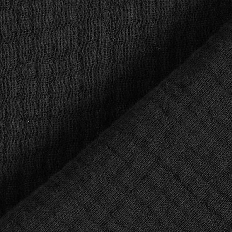 GOTS Drielaagse katoenen mousseline – zwart,  image number 5