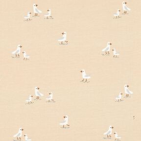 Katoenjersey lieve meeuwen – cashew, 