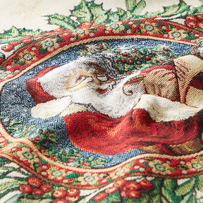 Decoratief stuk Gobelin Kerstman in een maretakkenkrans – lichtbeige, 