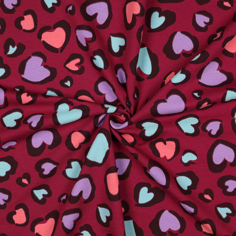 Sweatshirt geruwd kleurrijke harten | Poppy Fabrics – framboos,  image number 3