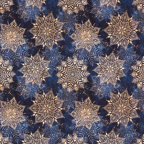 French Terry sommersweat Mandala | Glitzerpüppi – marineblauw/perzik, 