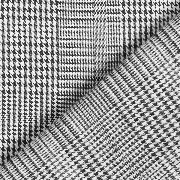 Opgeruwde geweven stof fijne glencheck – zwart/wit, image number 4