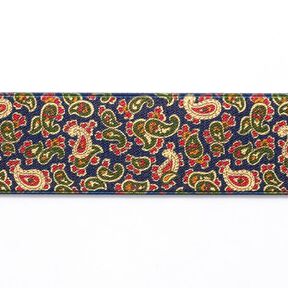 Elastiek paisley [ 3,5 cm ] – marineblauw/groen, 