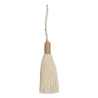 Lange kwasten met houten kraal – creme, 