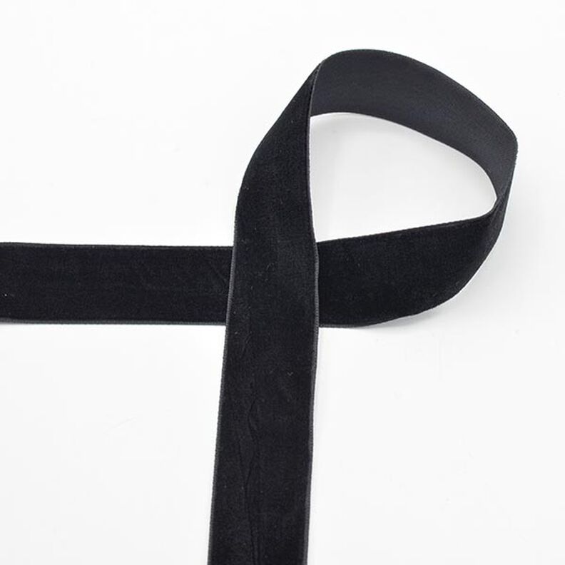Fluweelband Effen [25 mm] – zwart,  image number 1