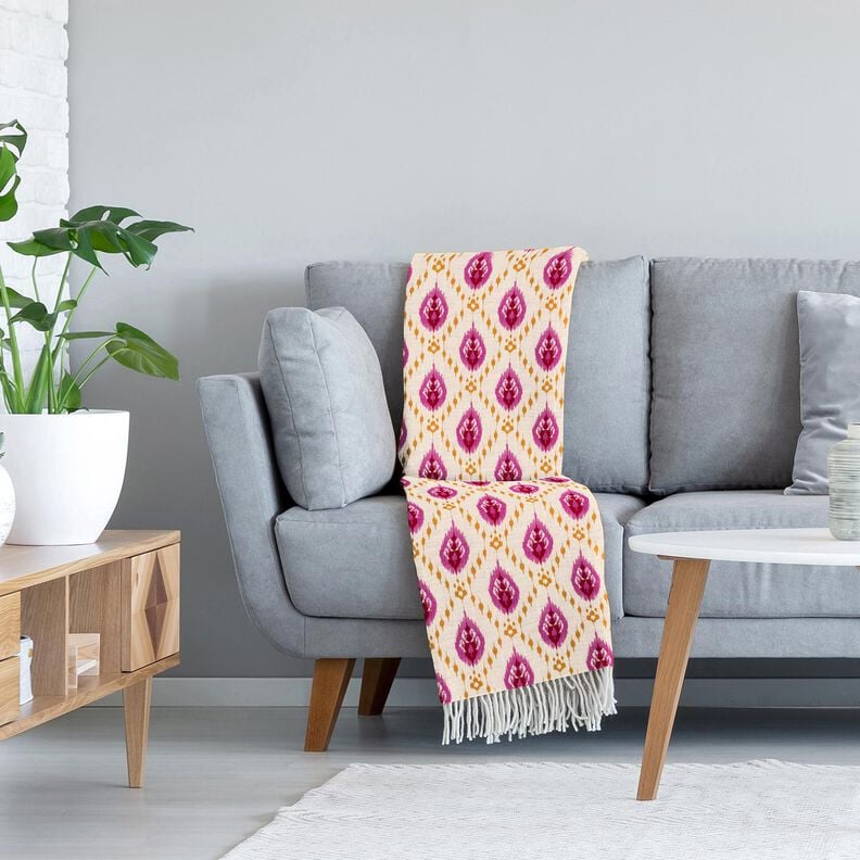 Doorgestikte stof Mousseline Etnische bloemen – ecru/pink,  image number 5