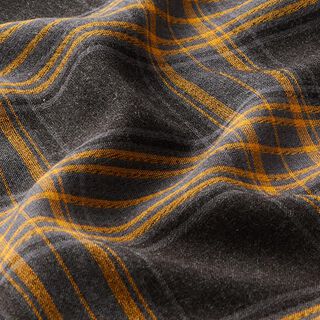 Overhemdenstof viscose Schotse ruit – zwart/geel, 