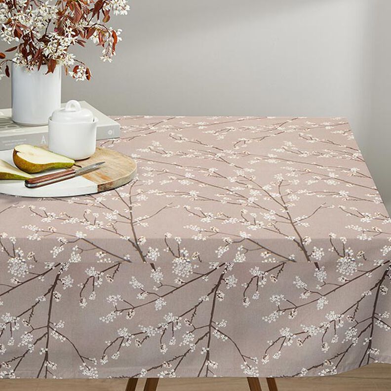 Decostof Half panama Bloeiende takken – taupe,  image number 8