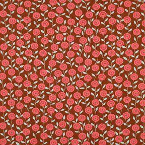 Katoenpopeline Zomerbloemen| Poppy Fabrics – kreeft/brons, 