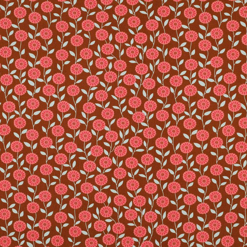 Katoenpopeline Zomerbloemen| Poppy Fabrics – kreeft/brons,  image number 1