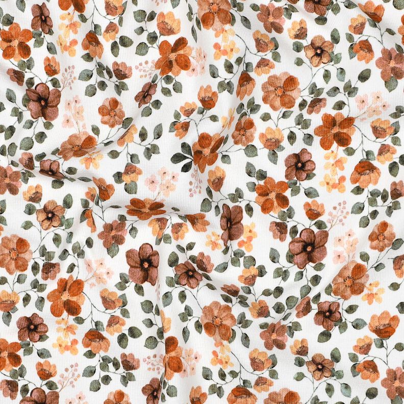 GOTS Katoenjersey Herfstbloemen Digitaal printen – wit/roos,  image number 2
