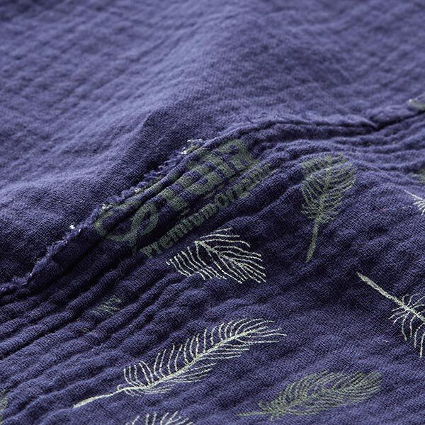 GOTS Mousseline/dubbel gehaakte stoffen Veren | Tula – marineblauw, image number 5