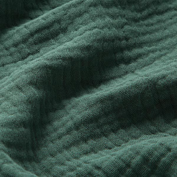 GOTS Drielaagse katoenen mousseline – donkergroen, image number 3