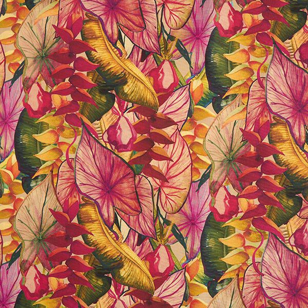 Outdoorstof Canvas Exotische bladeren – karmijnrood/lila,  image number 1