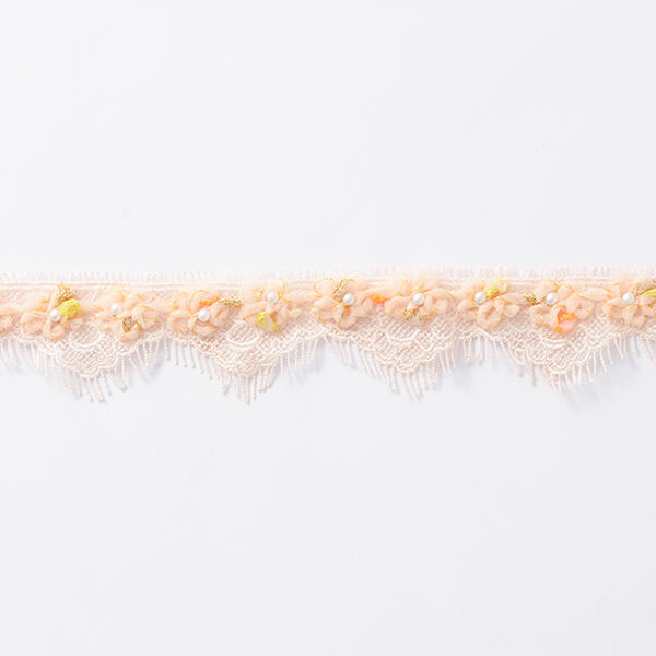 Kanten band Tule bloemen [30 mm] – roze,  image number 2