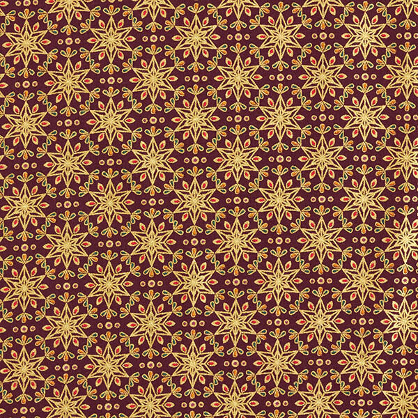 Katoenen stof Popeline oosterse sterren – aubergine/goud, image number 1