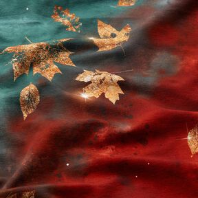 French Terry sommersweat Gouden herfst | Glitzerpüppi – blauwe spar/roodbruin, 