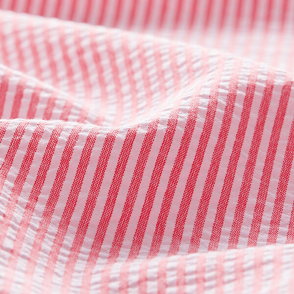 Seersucker Katoenmix strepen – rood/ecru, image number 2