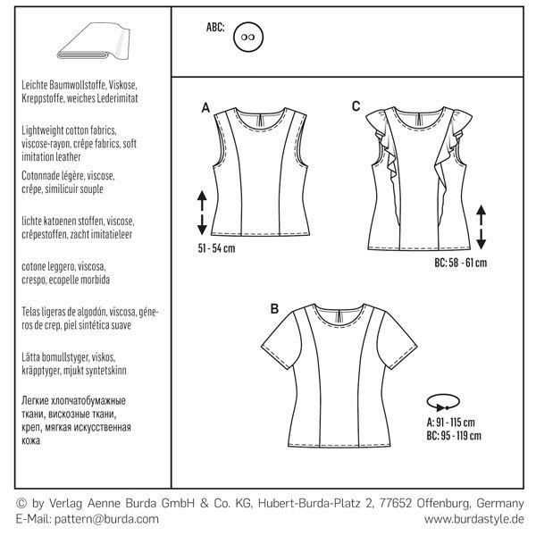top / blouse, Burda 6525, image number 6