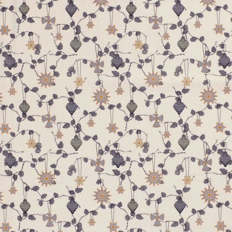 Katoenen stof Popeline Scandinavische boomdecoraties – lichtbeige, image number 1