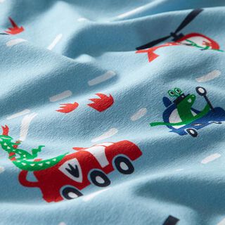 Katoenjersey Brandweermonster | PETIT CITRON – babyblauw, 