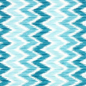 Gecoate katoen Ikatprint – turkoois/wit, 