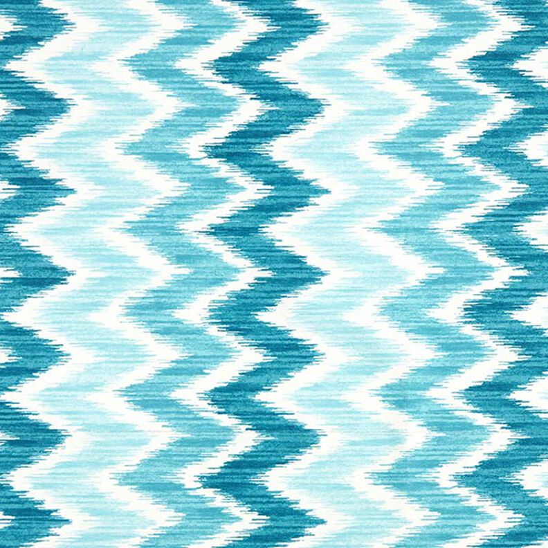 Gecoate katoen Ikatprint – turkoois/wit,  image number 1