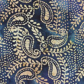 Fijne katoenen batist Batik-paisley – oceaanblauw/zand, 