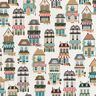 Decostof Half panama nostalgische huizen – ecru/beige,  thumbnail number 1