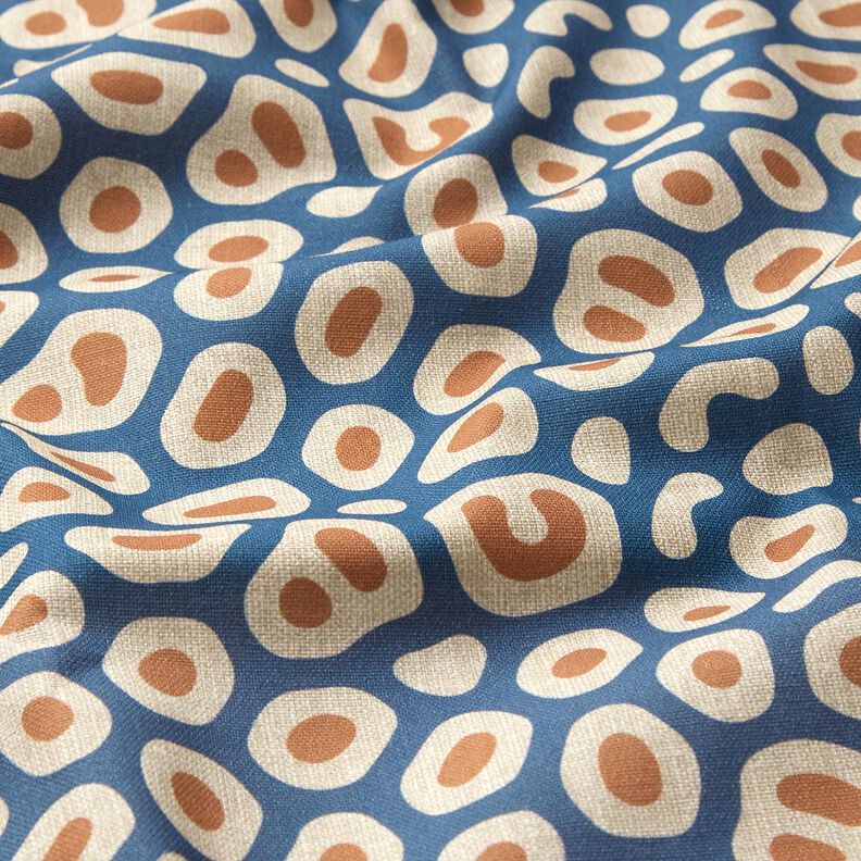Decostof Half panama abstract luipaardpatroon – blauw/cashew, image number 2