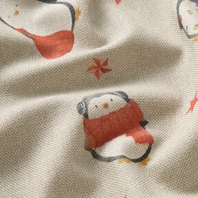 Decostof Half panama feestelijke pinguïns – natuur/karmijnrood, 