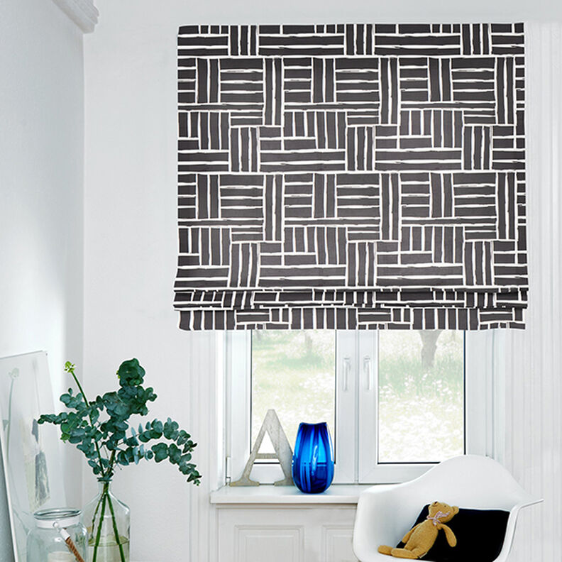 Decostof Half panama abstract raster – ivoor/zwart,  image number 7